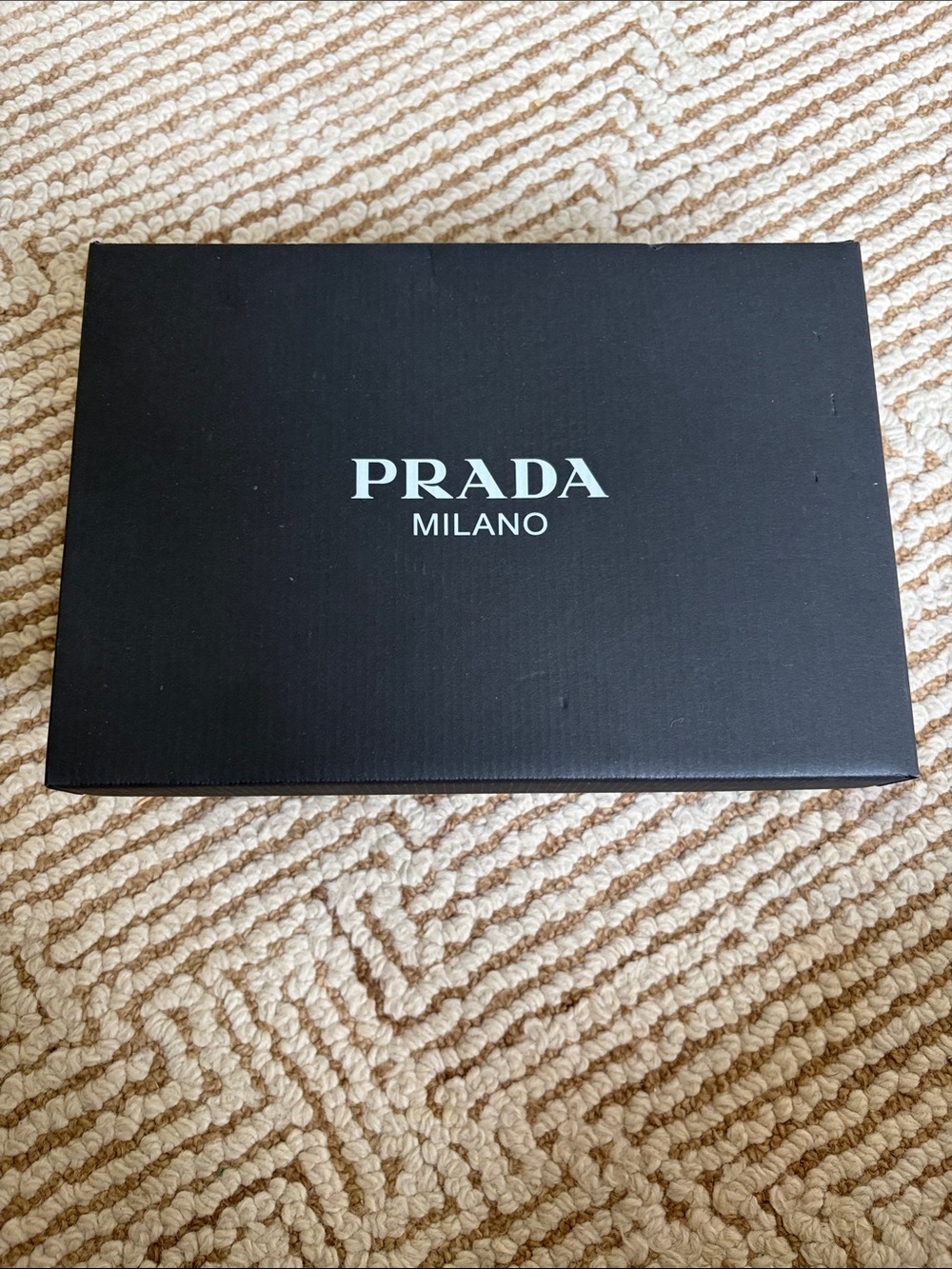 Prada Black Shoe Box with White Milano Logo